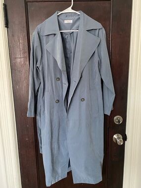 Mango Light Blue Double-Breasted Trench Coat